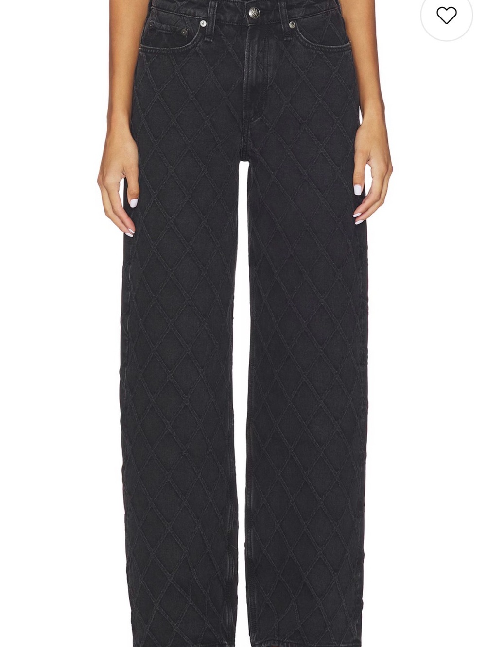 rag & bone Black Quilted Wide-Leg Jeans